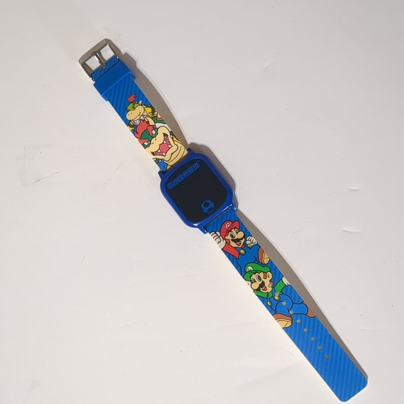 Super Mario Bros Digital Watch Unisex Blue Stainless Steel Rubber Band - Picture 1 of 10